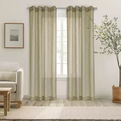 Kirklands Home Curtains & Drapes|Boucle Sheer Single Curtain Panel, 84 in. Tan
