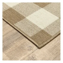Kirklands Home Area Rugs|Buffalo Check Outdoor Area Rug, 5x7 Tan