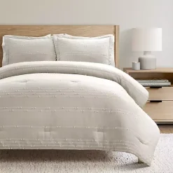 Kirklands Home Comforters|Clipped Stripe 3-pc. Cali King Comforter Set Tan