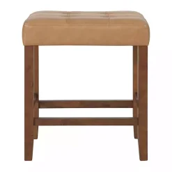 Kirklands Home Bar Stools & Counter Height Stools|Faux Leather Madison Walnut Counter Stool Tan