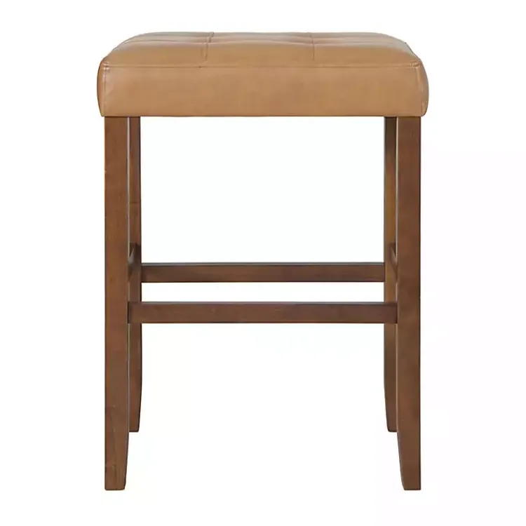 Kirklands Home Bar Stools & Counter Height Stools|Faux Leather Madison Walnut Bar Stool Tan