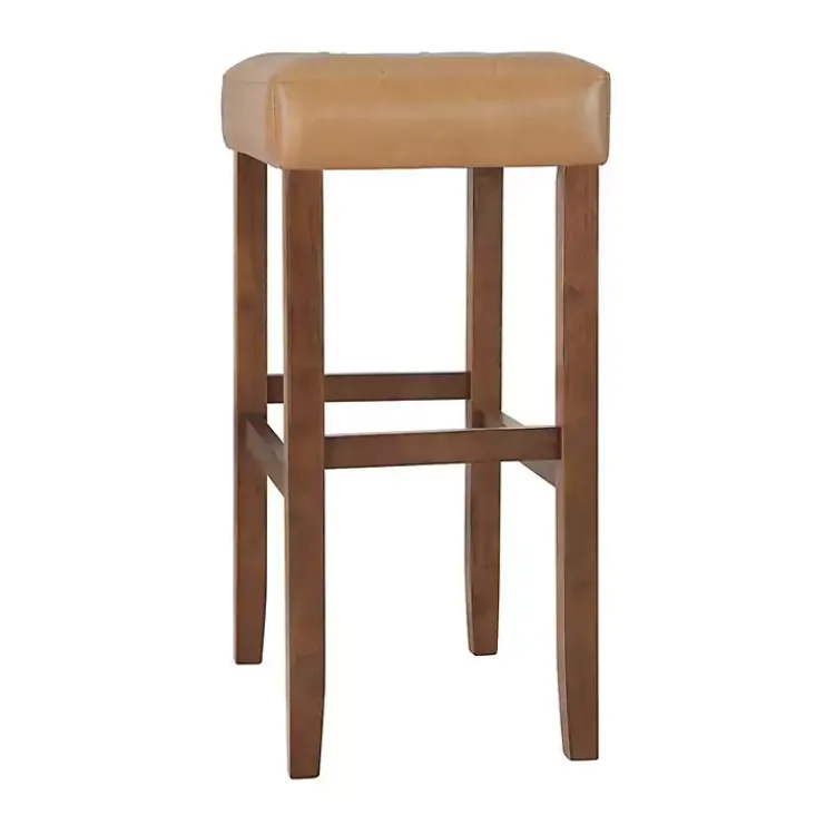 Kirklands Home Bar Stools & Counter Height Stools|Faux Leather Madison Walnut Bar Stool Tan