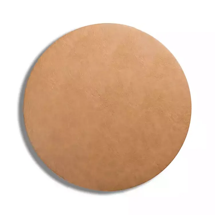 Kirklands Home Table Linens|Faux Leather Round Placemat Tan