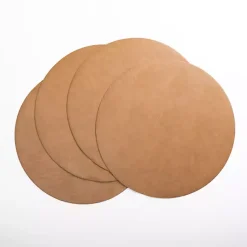 Kirklands Home Table Linens|Faux Leather Round Placemats, Set of 4 Tan