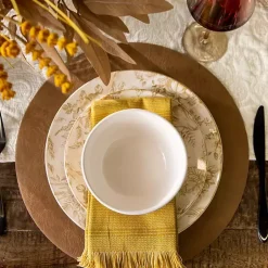 Kirklands Home Table Linens|Faux Leather Round Placemats, Set of 4 Tan