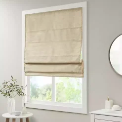 Kirklands Home Curtains & Drapes|Faux Silk Room Darkening Roman Shade, 27 in. Tan