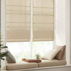 Kirklands Home Curtains & Drapes|Faux Silk Room Darkening Roman Shade, 33 in. Tan