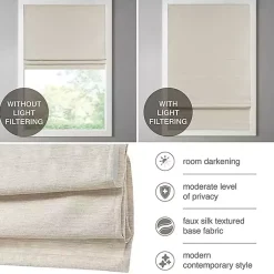 Kirklands Home Curtains & Drapes|Faux Silk Room Darkening Roman Shade, 33 in. Tan