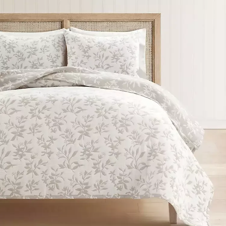 Kirklands Home Quilts|Tan Floral Reversible 3-pc. King Quilt Set