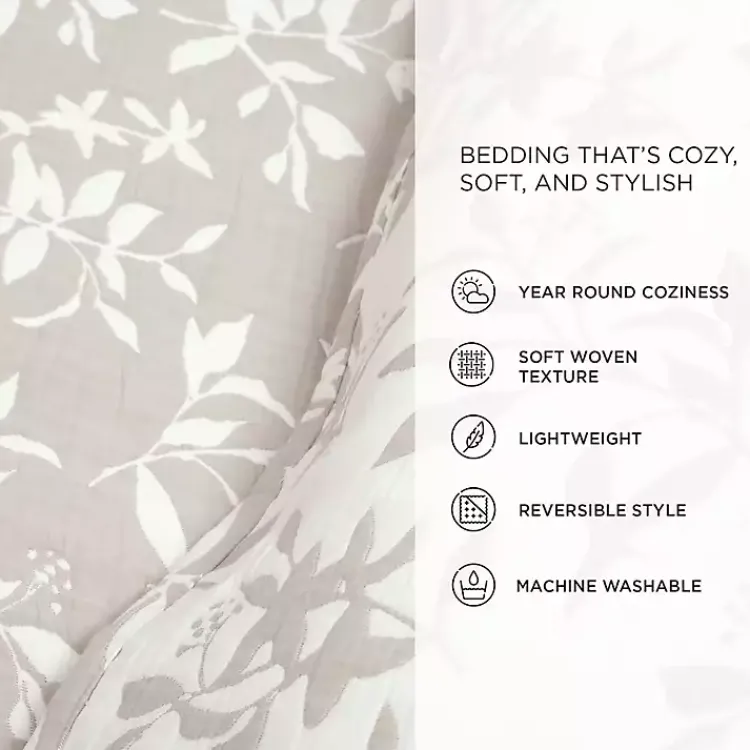Kirklands Home Quilts|Tan Floral Reversible 3-pc. King Quilt Set