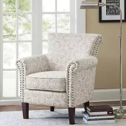 Kirklands Home Accent Chairs|Fretwork Accent Club Chair Tan