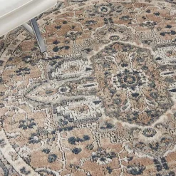 Kirklands Home Area Rugs|Tan Navaro Medallion Round Area Rug, 5 ft.