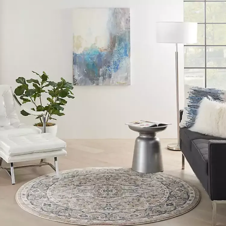 Kirklands Home Area Rugs|Tan Navaro Medallion Round Area Rug, 5 ft.