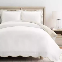 Kirklands Home Duvets|Tan Scallop Edge 3-pc. Full/Queen Duvet Cover Set