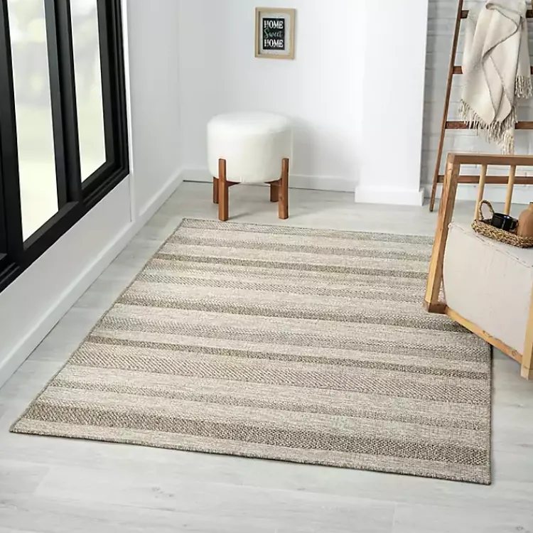 Kirklands Home Area Rugs|Striped Indoor/Outdoor Area Rug, 5x7 Tan