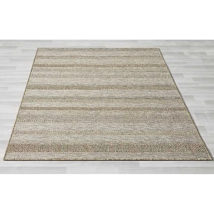 Kirklands Home Area Rugs|Striped Indoor/Outdoor Area Rug, 5x7 Tan