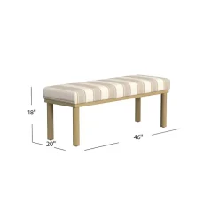 Kirklands Home Benches & Ottomans|Tan Striped Upholstered Wood Leg Bench