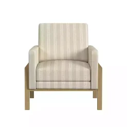 Kirklands Home Accent Chairs|Tan Striped Upholstered Wood Frame Armchair