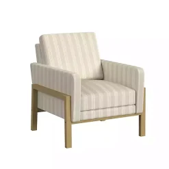Kirklands Home Accent Chairs|Tan Striped Upholstered Wood Frame Armchair