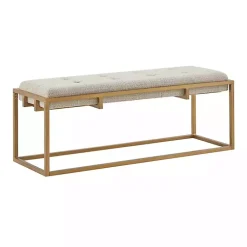 Kirklands Home Benches & Ottomans|Tufted Bronze Metal Bench Tan