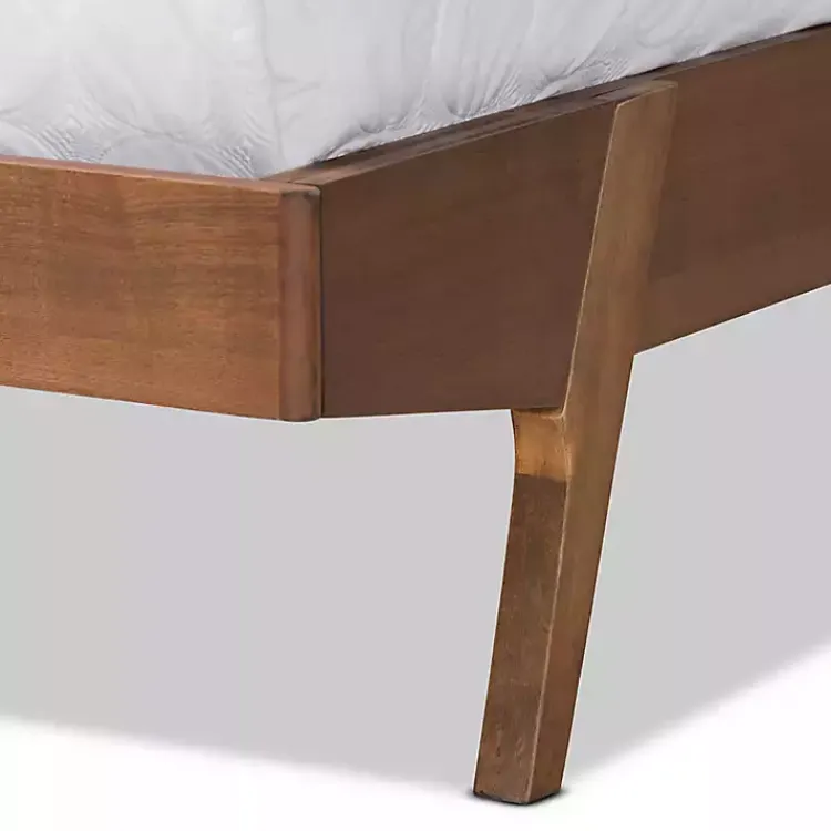 Kirklands Home Beds & Headboards|Tan Upholstered Brown Wood Full Platform Bed