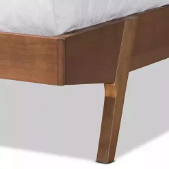 Kirklands Home Beds & Headboards|Tan Upholstered Brown Wood Queen Platform Bed