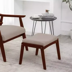 Kirklands Home Benches & Ottomans|Upholstered Natasha Ottoman Stool Tan