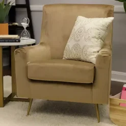Kirklands Home Accent Chairs|Velvet Lana Accent Chair Tan