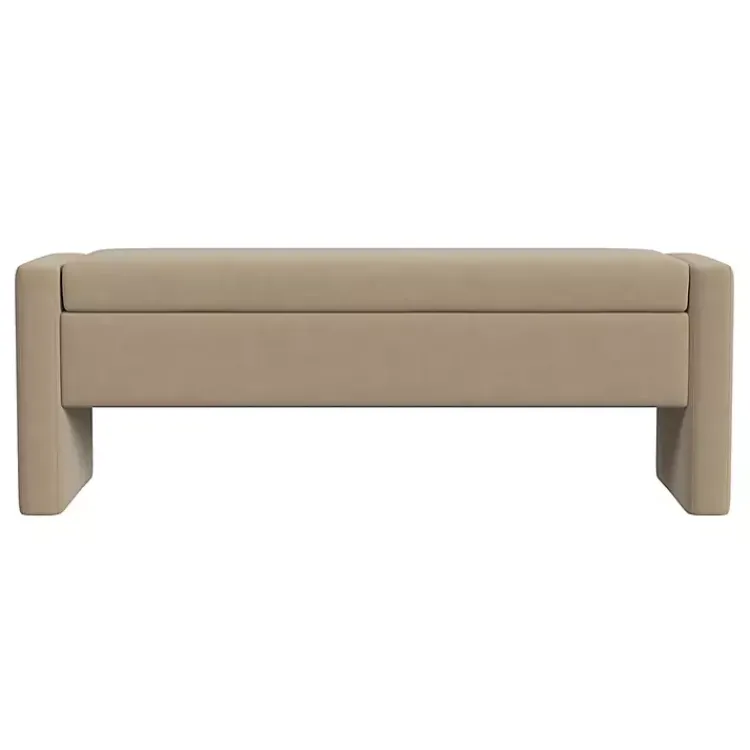 Kirklands Home Benches & Ottomans|Velvet Upholstered Modern Storage Bench Tan