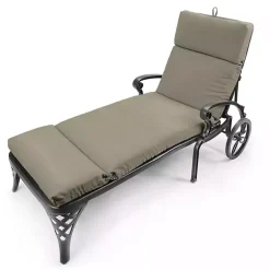 Kirklands Home Outdoor Cushions & Pillows|Taupe Canvas French Edge Outdoor Chaise Cushion Tan