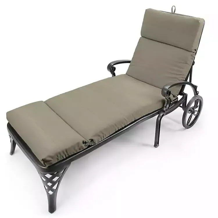 Kirklands Home Outdoor Cushions & Pillows|Taupe Canvas French Edge Outdoor Chaise Cushion Tan