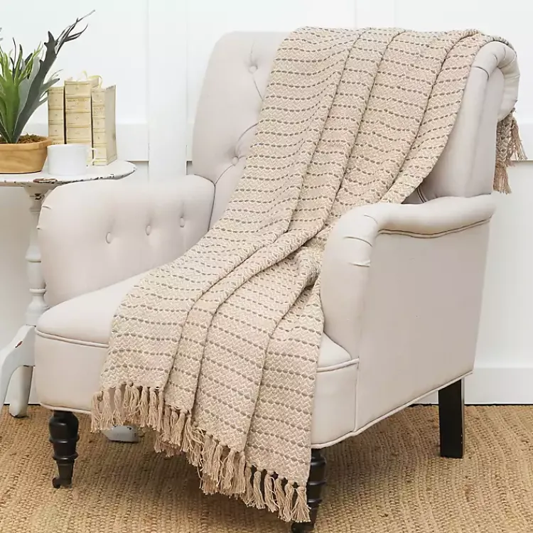Discount Taupe Chevron and Dash Throw Blankets & Throws