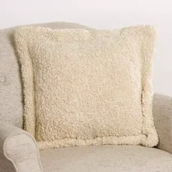 Taupe Curly Faux Lamb Fur Pillow Pillows