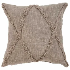 Outlet Taupe Fringe Diamond Pillow, 20 in. Pillows