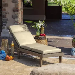 Kirklands Home Outdoor Cushions & Pillows|Taupe Leala Texture Outdoor Chaise Cushion Tan
