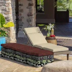 Kirklands Home Outdoor Cushions & Pillows|Taupe Leala Texture Outdoor Chaise Cushion Tan