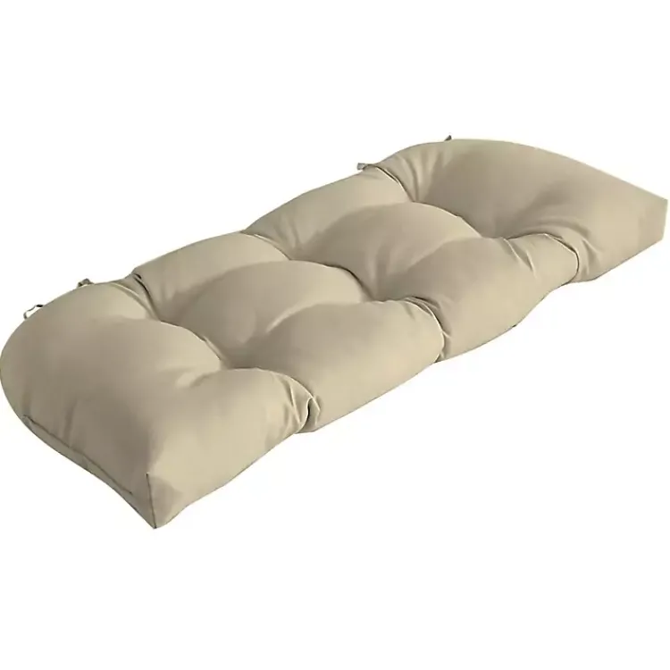 Kirklands Home Outdoor Cushions & Pillows|Taupe Leala Texture Wicker Settee Cushion Tan