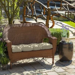 Kirklands Home Outdoor Cushions & Pillows|Taupe Leala Texture Wicker Settee Cushion Tan