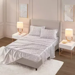 Kirklands Home Bed Sheets|Taupe Leopard Print Satin 3-pc. Twin Sheet Set