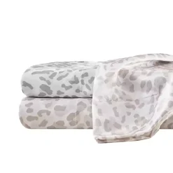Kirklands Home Bed Sheets|Taupe Leopard Print Satin 3-pc. Twin Sheet Set