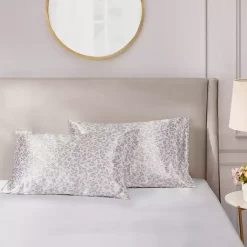 Kirklands Home Bed Sheets|Taupe Leopard Satin Standard 2-pc. Pillow Case Set