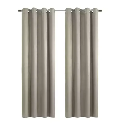 Kirklands Home Curtains & Drapes|Taupe Paris Velvet Blackout Curtain Panel, 63 in. Tan