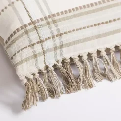Sale Taupe Plaid Reversible Pillow Pillows