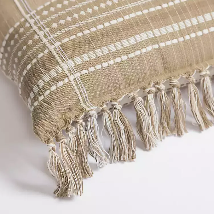 Sale Taupe Plaid Reversible Pillow Pillows