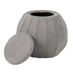 Kirklands Home Benches & Ottomans|Taupe Rounded Oval Storage Ottoman Gray