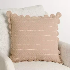 Taupe Scalloped Edge Pillow Pillows