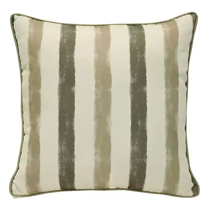 Kirklands Home Outdoor Cushions & Pillows|Taupe Striped Outdoor Pillow