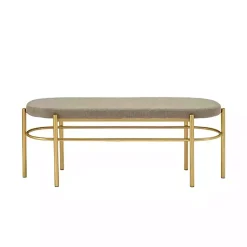 Kirklands Home Benches & Ottomans|Taupe Upholstered Gold Metal Leg Bench Gray