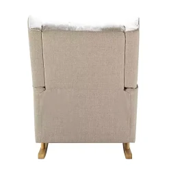 Kirklands Home Accent Chairs|Taupe Upholstered Natural Base Wingback Rocker Tan