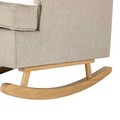 Kirklands Home Accent Chairs|Taupe Upholstered Natural Base Wingback Rocker Tan